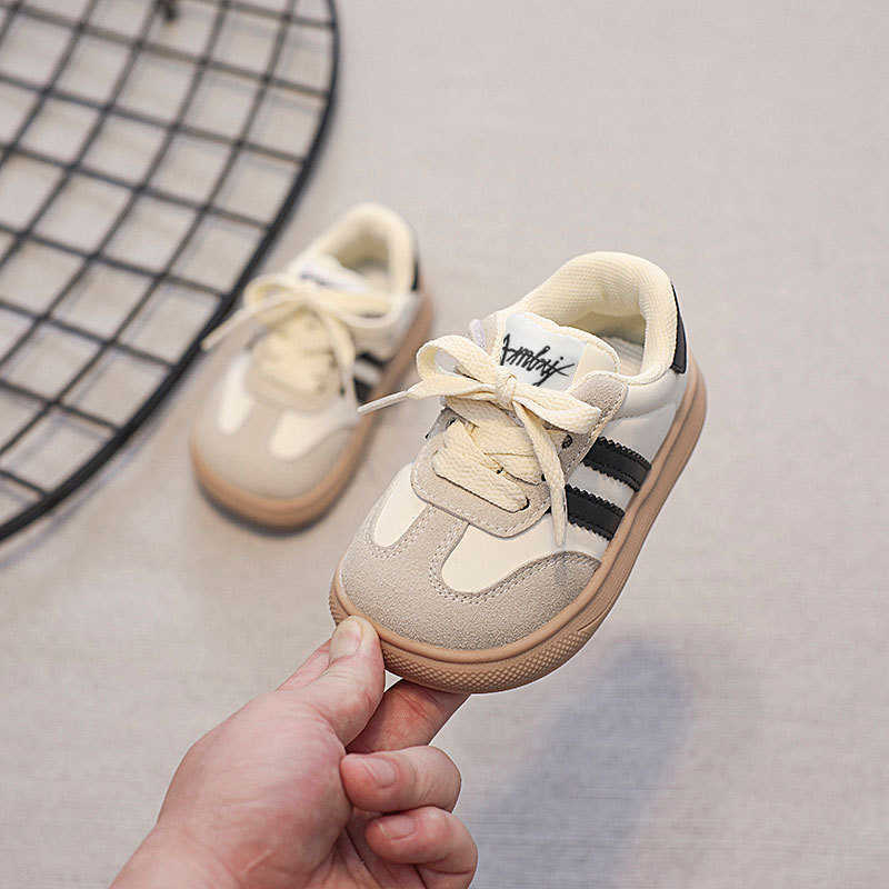 Athletic Outdoor Childrens sports boys non slip soft sole casual striped board girls white baby color blocked shoes childrens shoes C260130