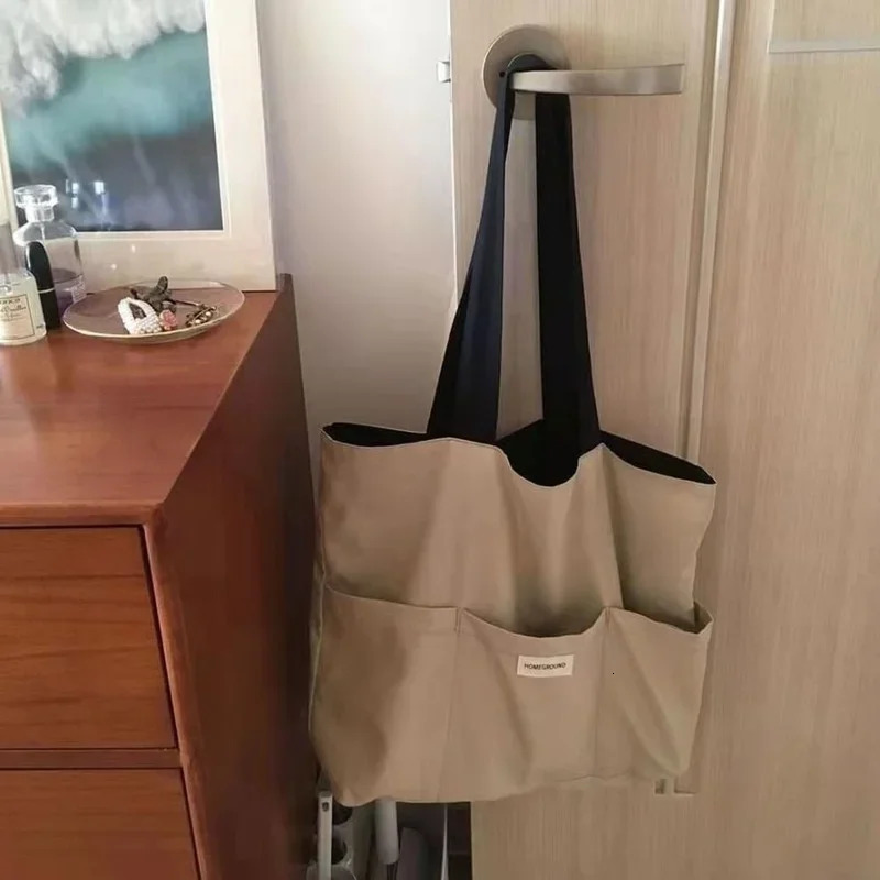 Women Tote Bag Aesthetic Solid Color Students Casual Handbag Shoulder Bag Large Capacity Oxford Reusable Shopping Beach Bag 250311