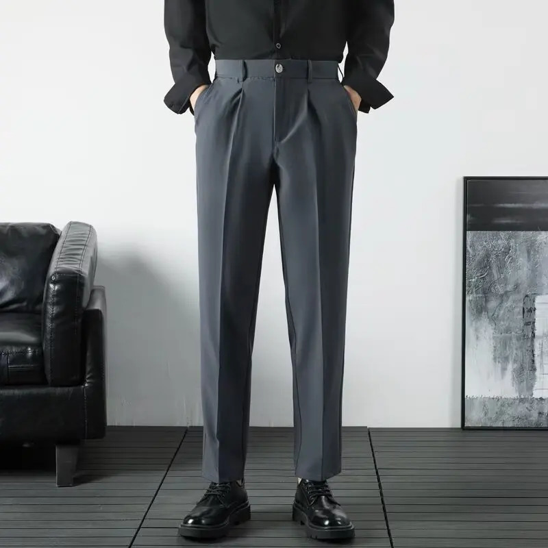 Spring and Autumn Korean Fashion Men Trousers High Quality Elegant Man Dress Pants Summer Classic Mens Formal Clothes 250313