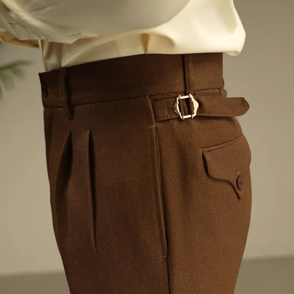 Green pleated Naples straight leg pants Italian mens business office uniform Trouser Pantalon Para Hombres 250313