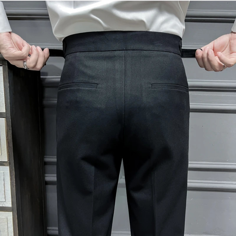highquality Naples mens suit pants retro high waisted business casual dress pantalon Homme Luxe 2936 250313