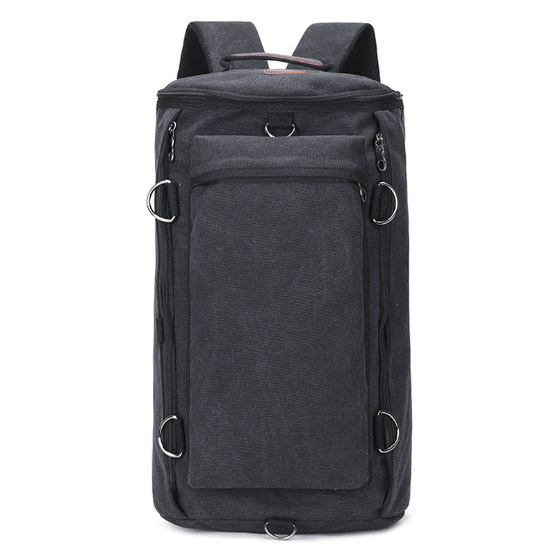 Fashionable bag, large capacity men's outdoor travel sports cylindrical backpack, trendy canvas backpack