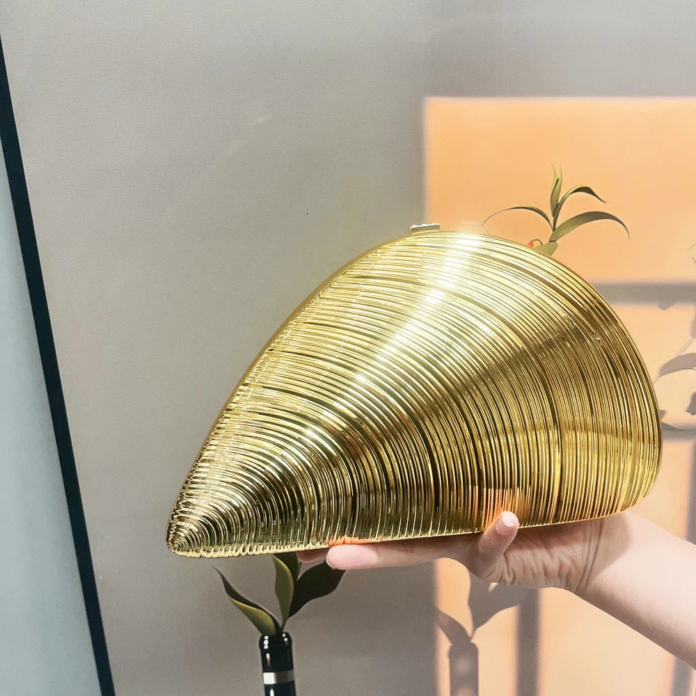 Golden Evening bag Purses and handbag shoulder bags funny shape Party Wedding Acrylic Shiny Clutch purse 250311