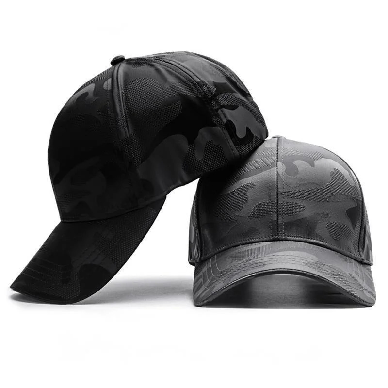 Mens black camouflage big head plus size baseball cap Korean fashion lightweight breathable sun hat 55-60cm 60-65cm 250314