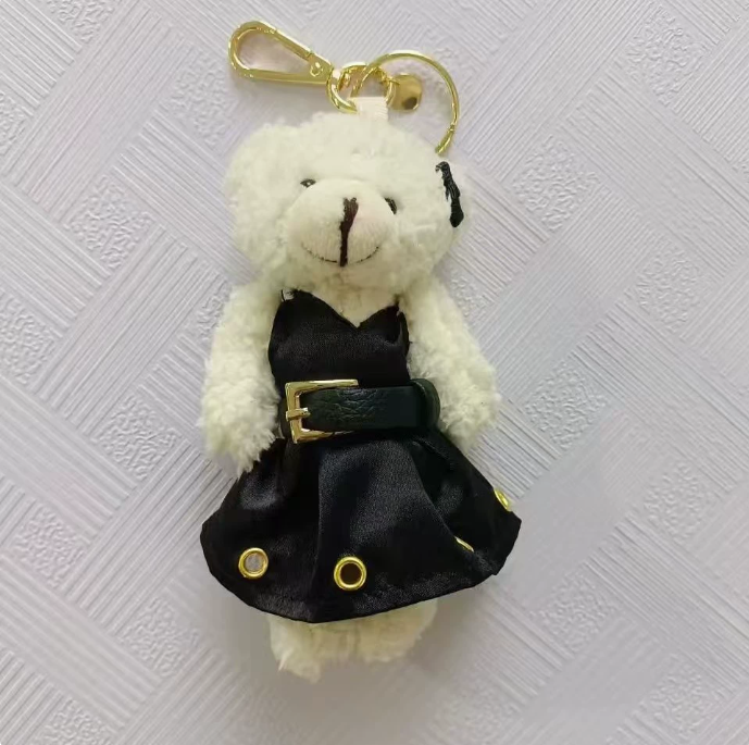 Keychains Lanyards Bag pendant cross-border leather powder skirt network red the same lamb fur bear key chain car J250315 S25319