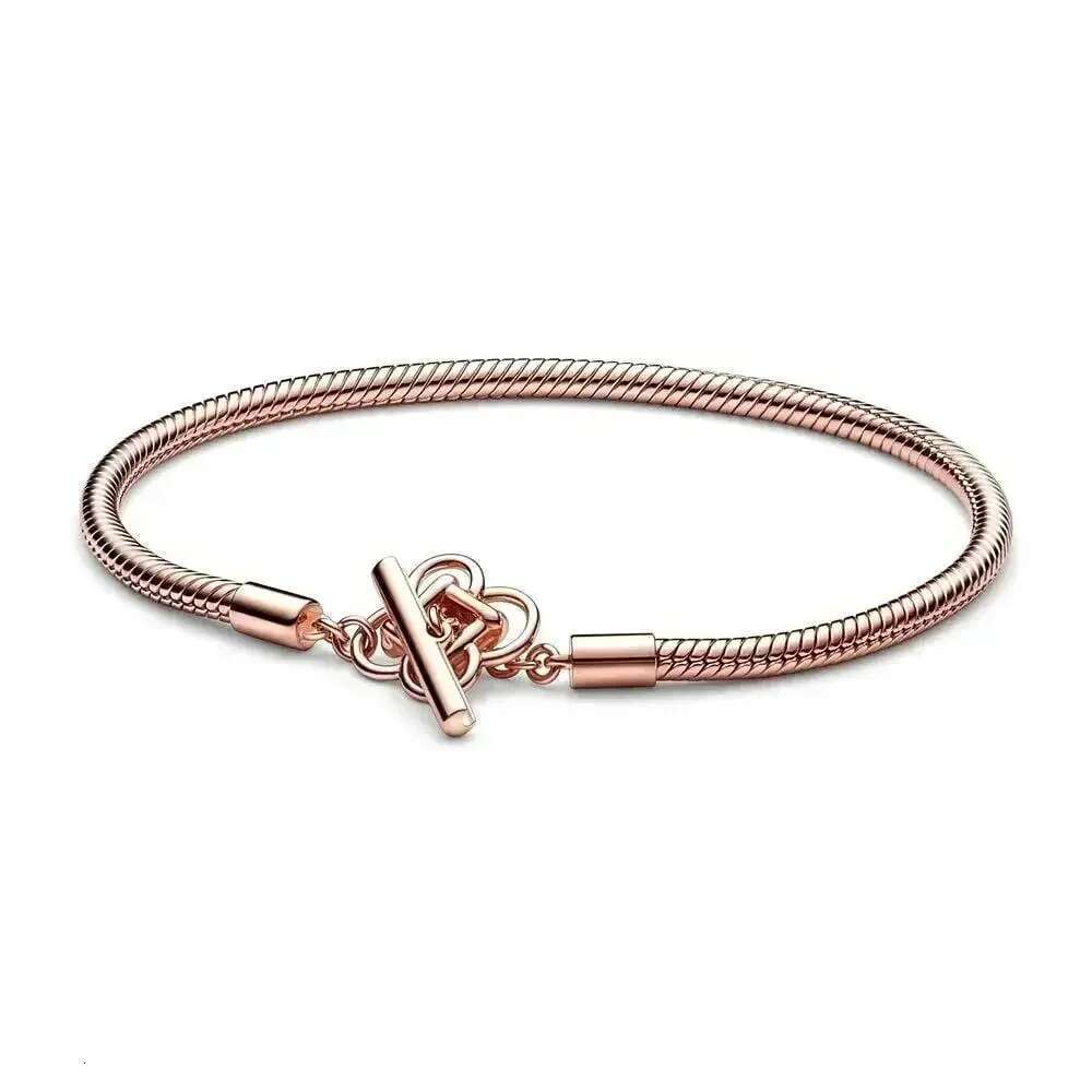 New 925 Sterling Silver Pretty Moments Asymmetric Star T-Bar Snake Chain Bracelet Sparking Snowflake Clasp Bangle For Gifts