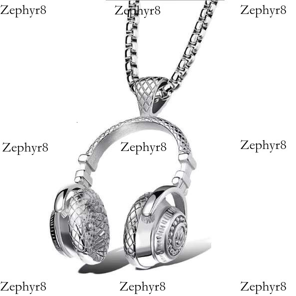 2025 New model Unisex Punk Rock Music Headset Pendant Necklace Trendy Titanium Steel with Box Chain for Gift