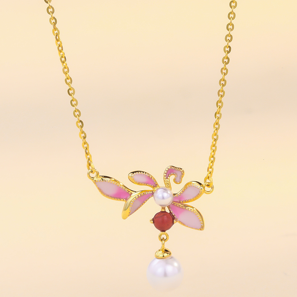 S925 Silver Necklace For Women New Chinese Style National Style Color Glaze Flowers Convallaria Small Design Flowers Sterling Silver Collarbone Chain