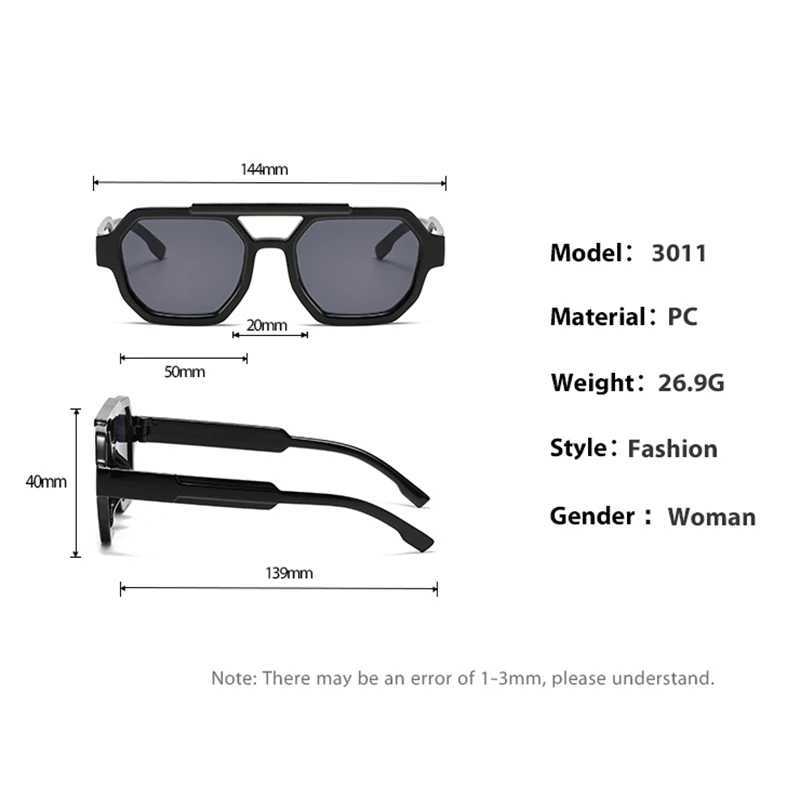 2025 New Double Bridge Sunglasses Square Sunglasses Womens Sunglasses Trend 3011 W250315