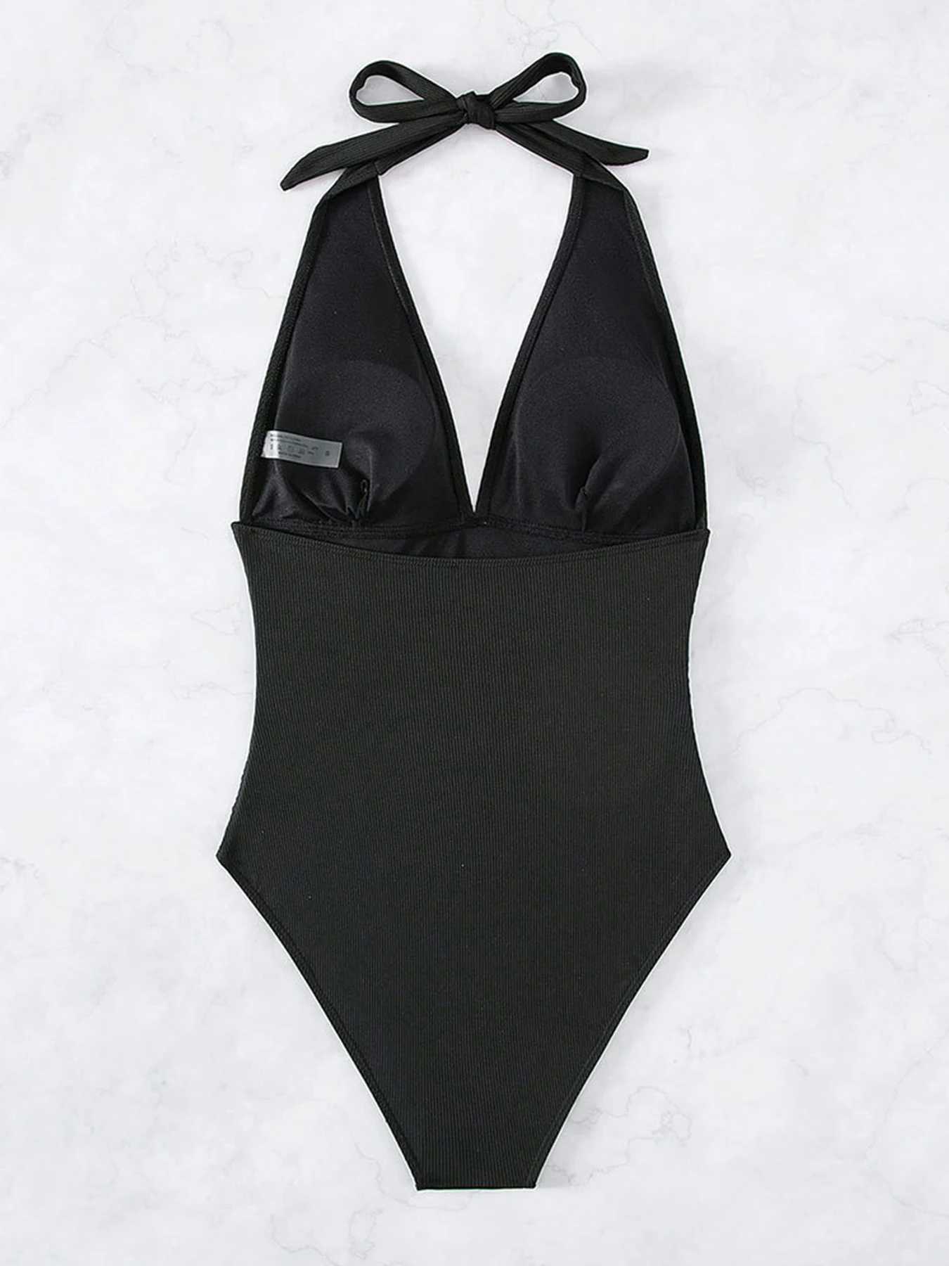 2025 new sexy deep V-neck one-piece swimsuit womens rings push up swimsuit Fa bodysuit Monokini swimsuit beach wearXJ250315