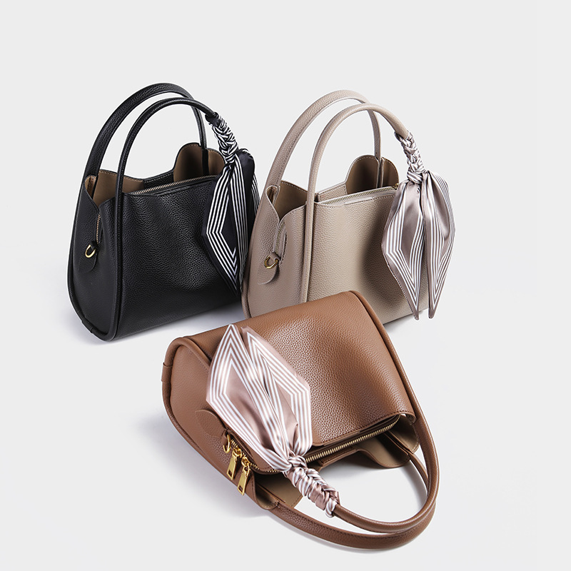 Genuine Leather Women's 2024 New Trendy Vegetable Basket, Hand-Held Water Bucket Bag, Fashionable And High-End Single Shoulder Crossbody Mother&#