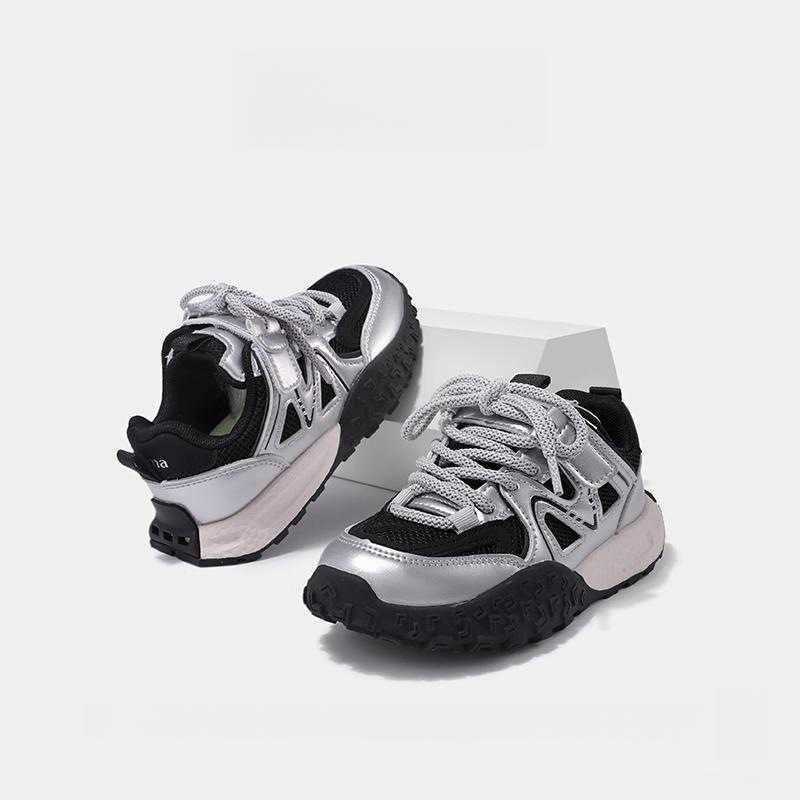 Athletic Outdoor Spring lightweight anti slip shock-absorbing running shoes for girls boys 2025 new breathable childrens shoesY250314EYSJ