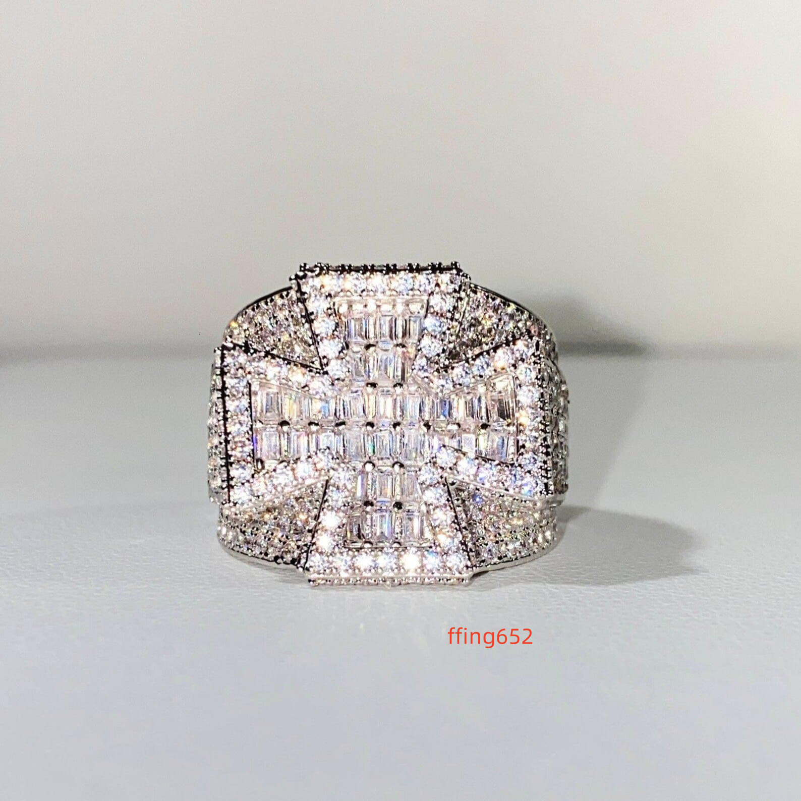 Baguette Cross Mens Iced Out 5X Layered Diamond Moissanite Designer Big Rings for Wedding and Engagement Gifting Options