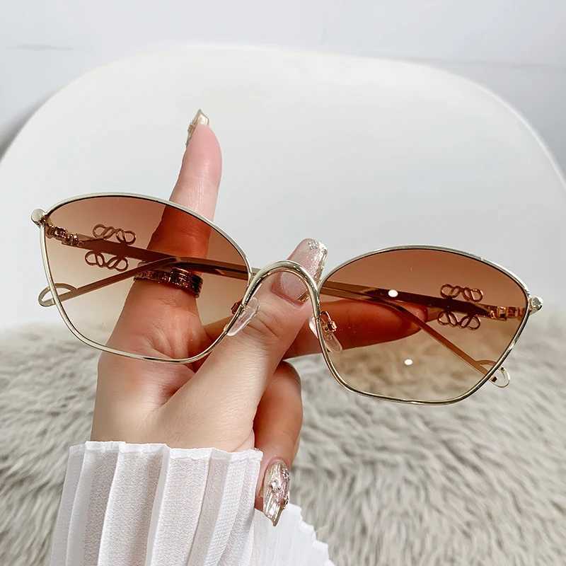 2024 Fashion metal sunglasses Trent womens cats eyes outdoor street photography glasses Internet celebrity sunglasses W250315