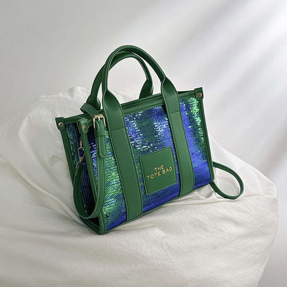 2025 new women's party bag PU leather glitter upper handle bag designer casual fashion shiny portable adjustable strap shopping handbag1