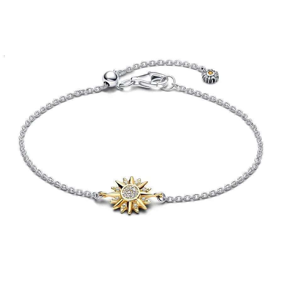 New 925 Sterling Silver Pretty Sparking Sun Moon Ring Earrings Two Colors Chain Bracelets Fit Women Jewelry Set Gift