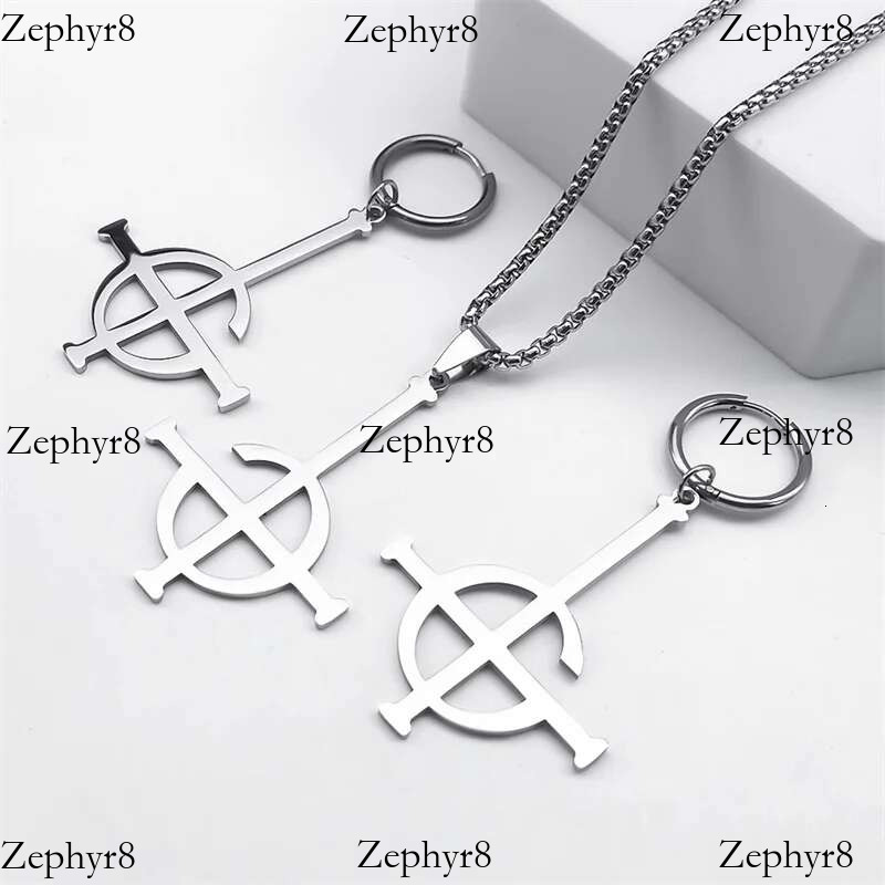 Stainless Steel Jewelry Set BC Rock Band Pendant Necklace The band Ghost Ghoul Chain Necklaces Fashion Earring Ring collar