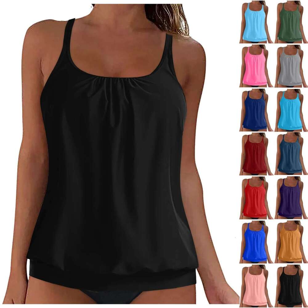 Women's casual swimsuit, bikini top, Karaoke push ups, soaking swimsuit, tankini, sexy slimming swimsuit, women's soft swimsuit, Y-Solid