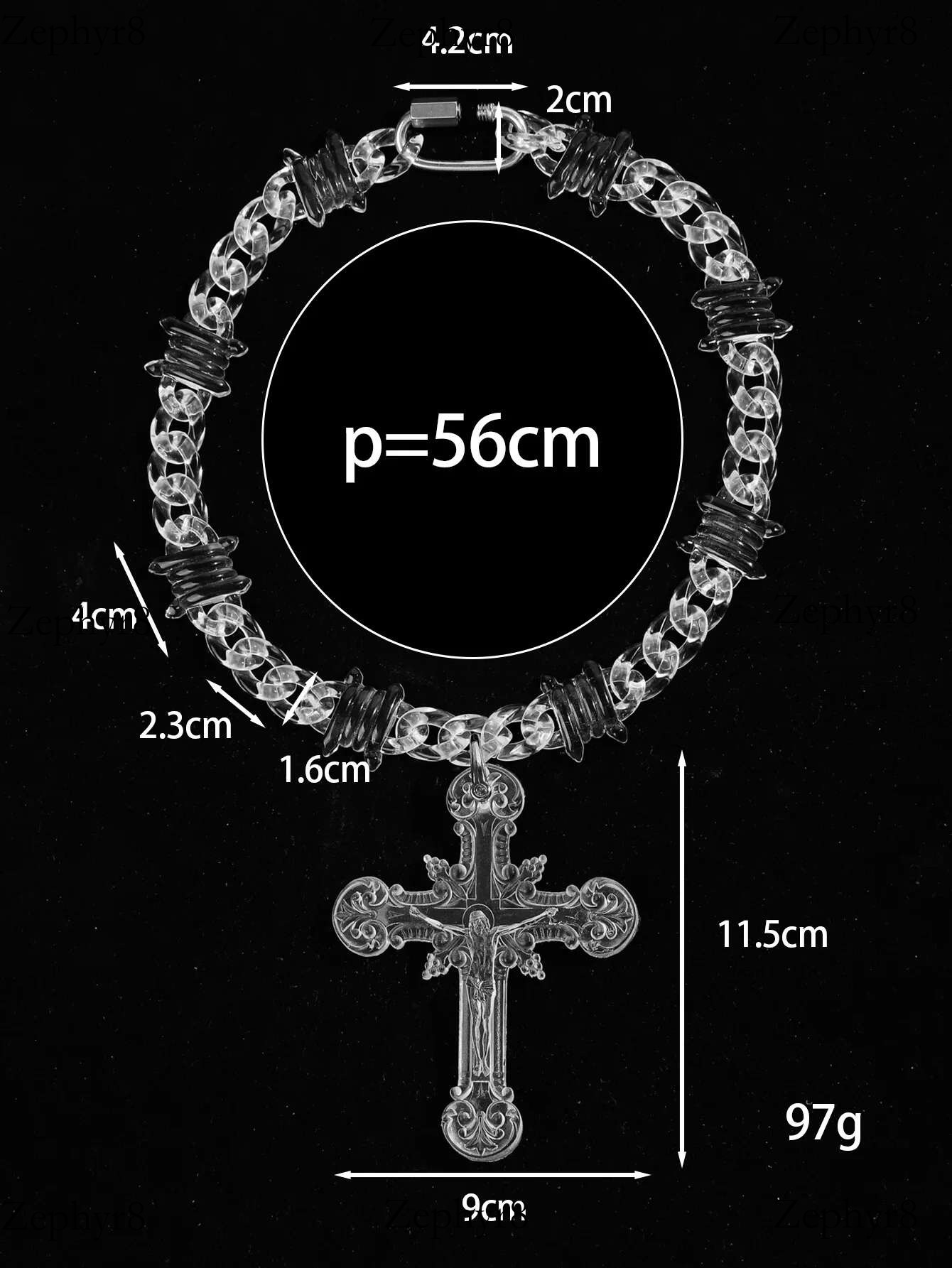 Transparent Acrylic Big Jesus Christ Cross Necklace Pendants Men Hip Hop Barbed Wire Cuban k Chain Choker Male Jewelry Gifts