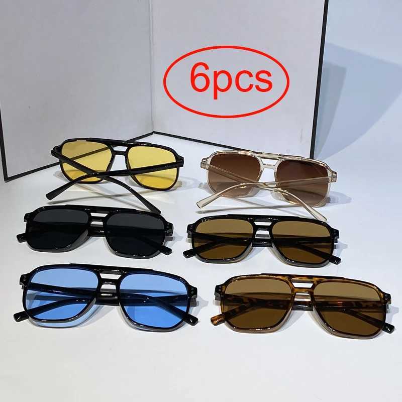 6-piece combination fashionable rivet double beam mens sunglasses leading sunglasses for cross-border driving W250315