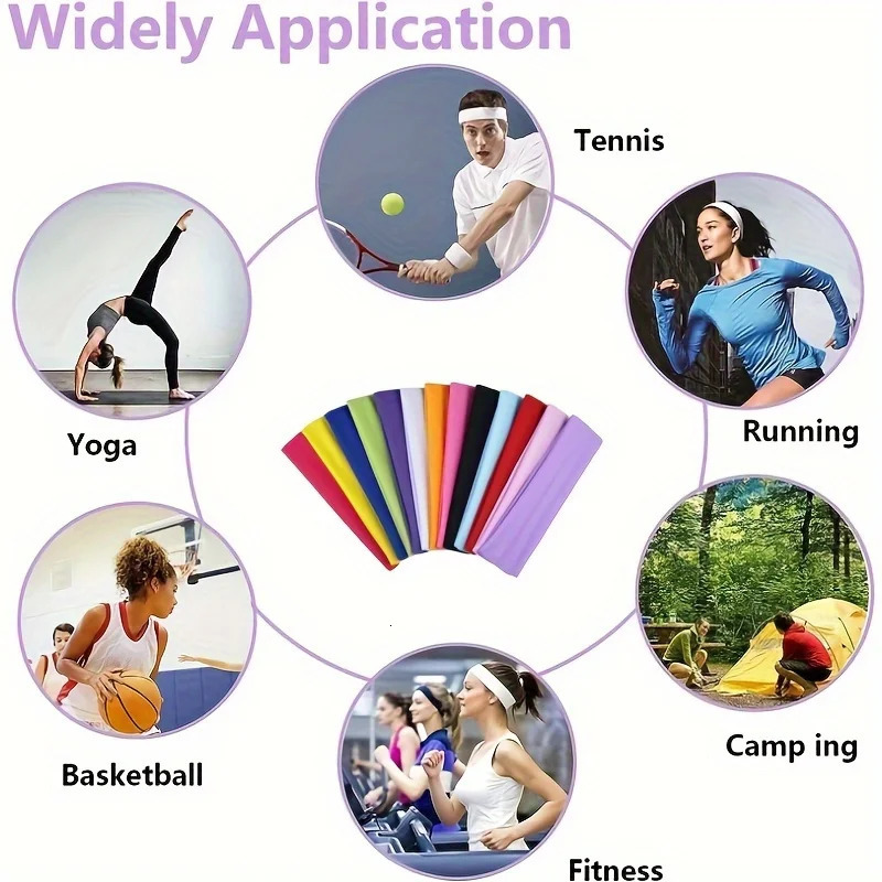 10 packs of elastic sports headband suitable for women elastic candy colored hair fashionable sweatband suitable for fitness yoga running cycling 2503