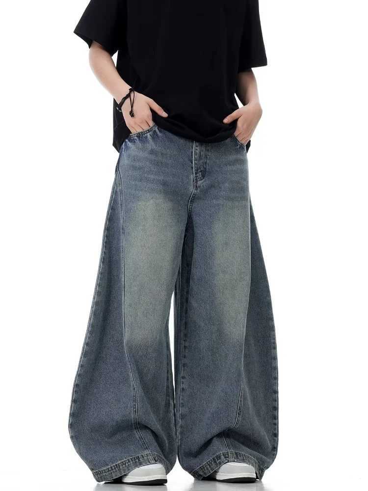 New Baggy Jeans Blue Vintage Blue Jeans Women High Waist Grunge Y2k 90s Streetwear Baggy Casual Straight Washed Denim TrouserT250315