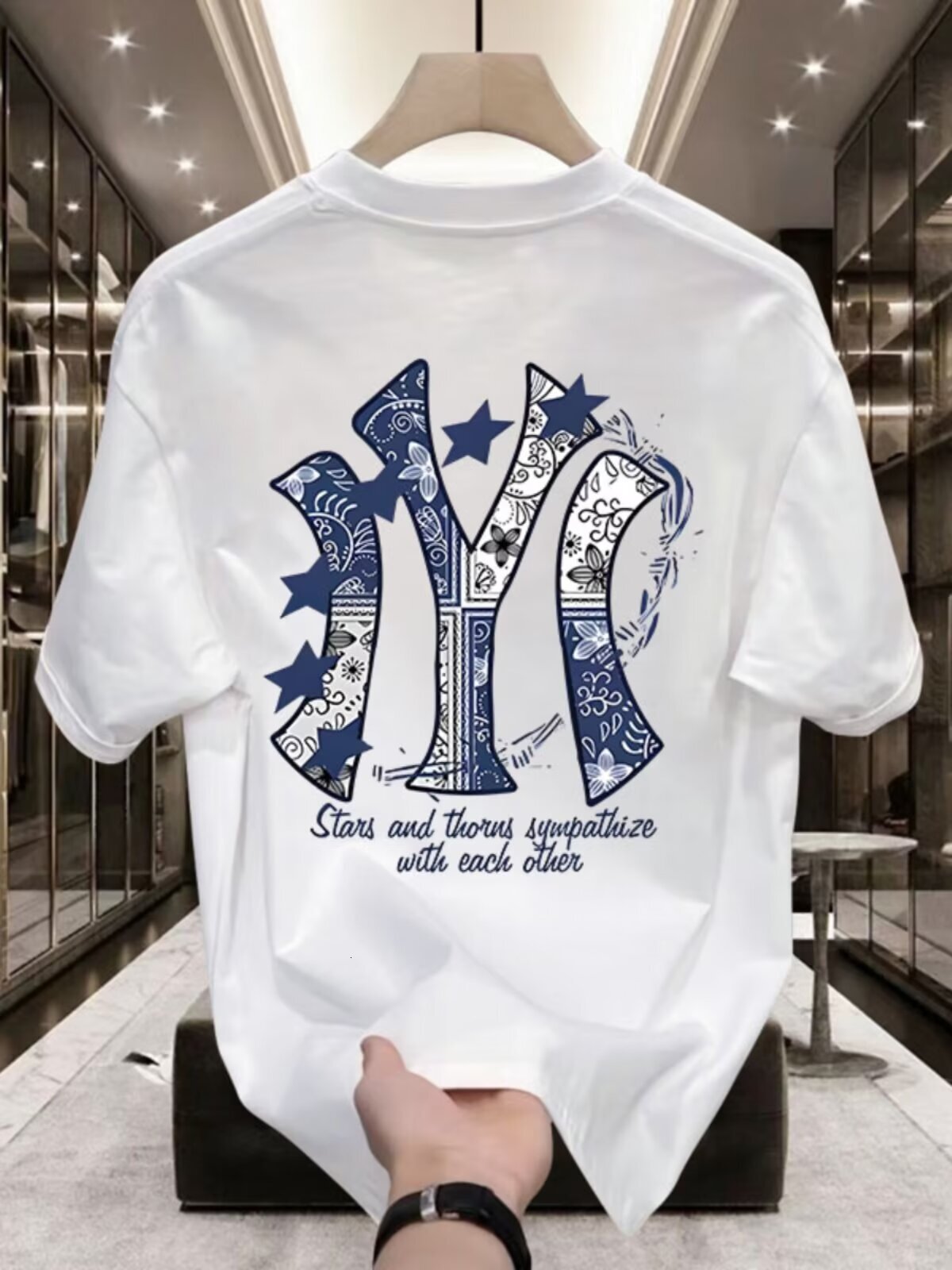 Designer T-shirt 230g Thick Cotton Summer Short Sleeved Men's Printed Trendy Top Pure Cotton Brand Men's Outdoor Casual Breathable Loose