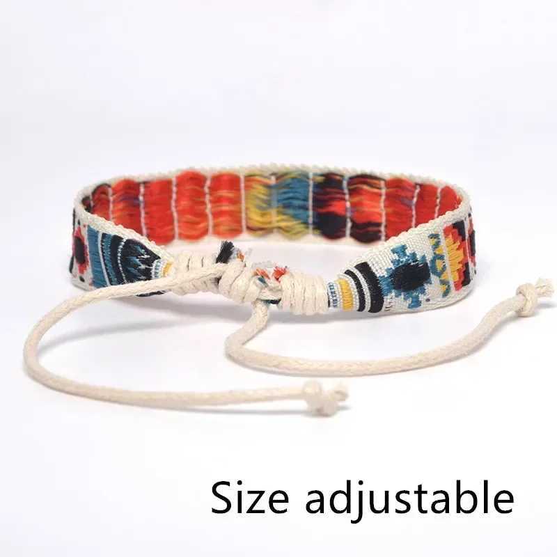 Bohemian style woven rope friendship bracelet mens cotton handmade charm bracelet and bangle ethnic jewelry giftXJ250315