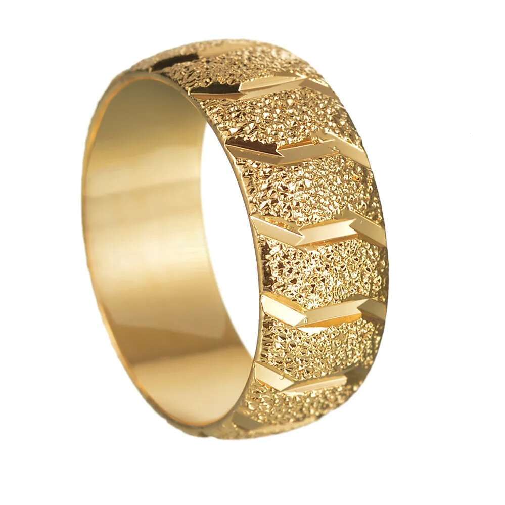 Matte Wedding Tire Rings for Men Wide Gold Color Stainless Steel Romantic Anniversary Women Jewelry