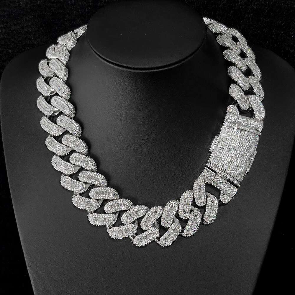 Custom 20mm Big Moissanite Dia k Iced Out Hip Hop Cuban Chain For Men Sier VVS Jewelry Charm Necklace