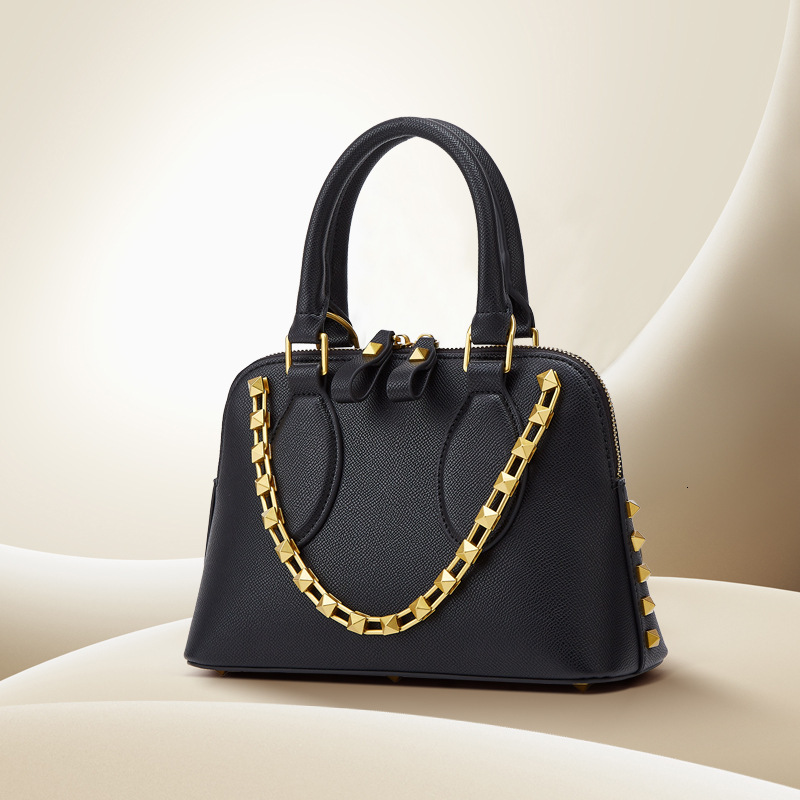 Luxury Bowling 2024 New Leather Women's Handbag Shoulder Crossbody Shell Bag