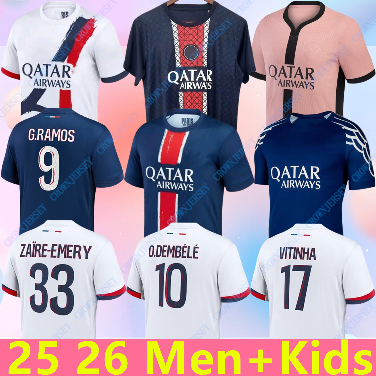 2024/2025/2026 O.DEMBELE soccer jerseys KVARATSKHELIA BARCOLA VITINHA KOLO MUANI MARQUINHOS HAKIMI L.HERNANDEZ Maillots de football shirt Men Kids Kits socks
