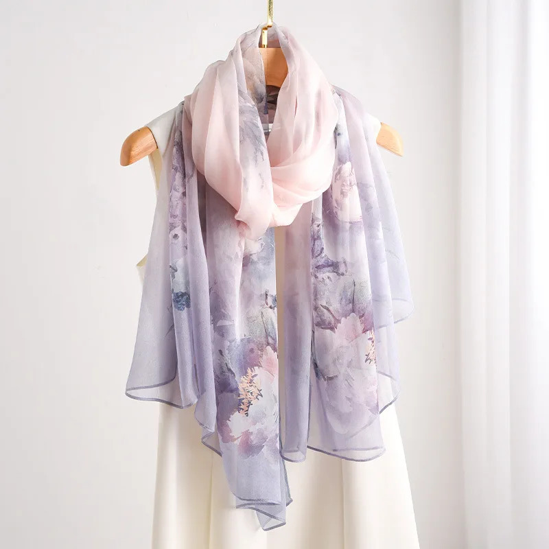 Fashion Spring/Summer Womens Printed Headbands Beach Chiffon Scarves Shawls Womens Long Bags Beach Sunscreen Headbands 250314