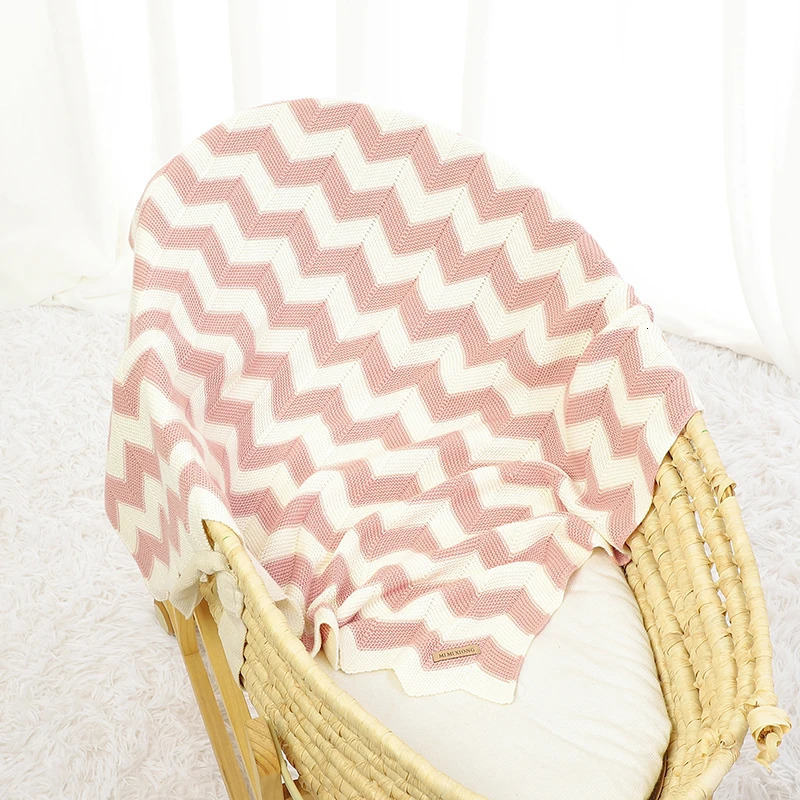 blanket cotton knit born plain weave girl bedding fashion strip baby stroller packaging Swaddle 100 * 80CM soft sleep cover 250314