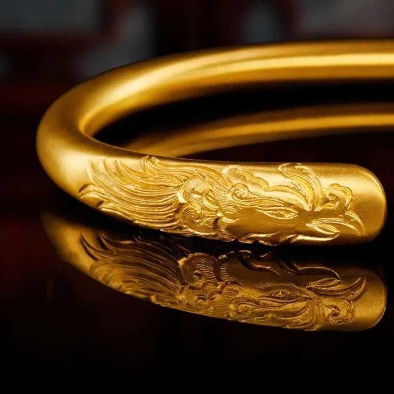 24K AU9999 True Gold Long Moon Fence Bracelet - Ancient Method Carving Ladies Long PeakXJ250315