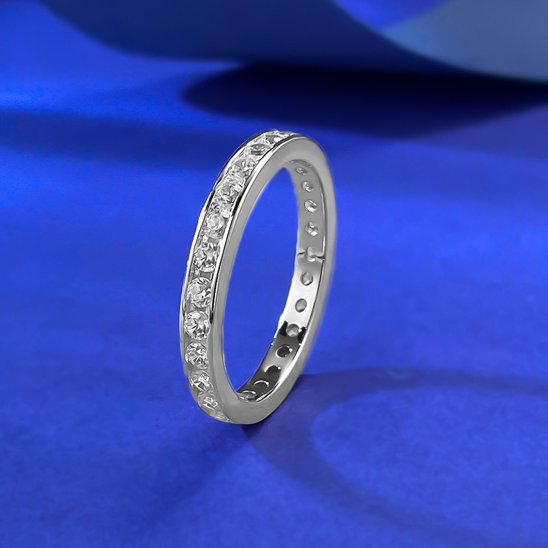 Choucong 2025 Ins Top Sell Sweet Cute Simple Fine Jewelry Real 100% 925 Sterling Silver 2MM Round Cut White Moissanite Diamond Party Women Wedding Ban
