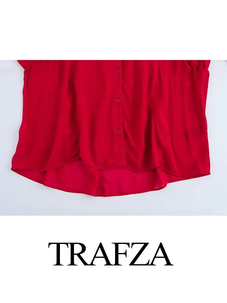 TRAFZA Womens Fashion Classic Series Single Breasted Bow Decorated Shirt Female Elegant Wrinkled Casual Long Sleeve Shirt Mujer 250310