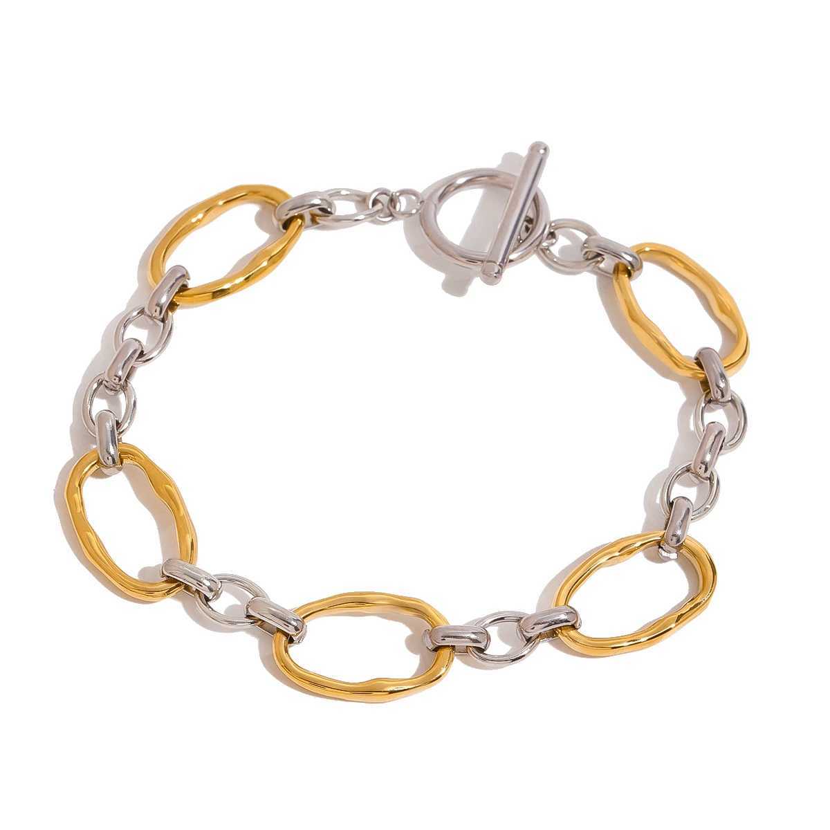 Matching Stainl Steel Golden Chain Bangle Bracelet Minimalist Geometric Women Bracelet Waterproof Jewelry Men Women GiftXJ250315