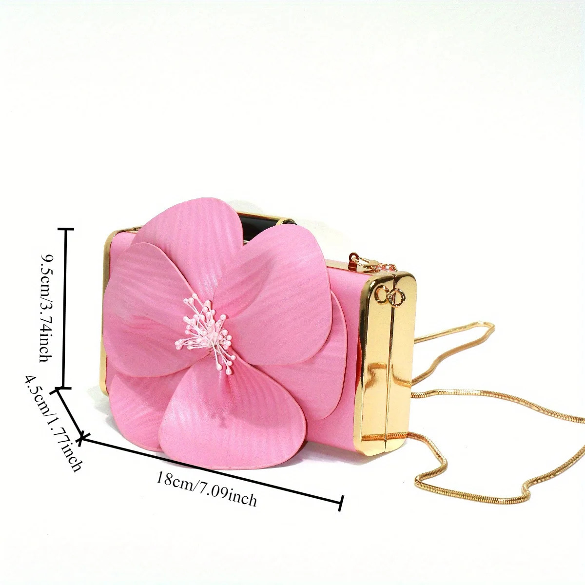 Chinese Style Floral Shoulder Bag Square Chain Crossbody Clutch with Petal Womens Evening Party Purse 250311