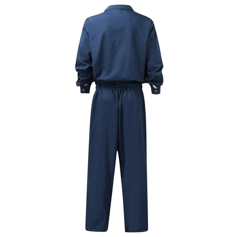 Mens Solid Color Jumpsuit Playsuit Buttons Casual Cargo Clothes Overalls Turn Down Collar Long Sleeve Oversized Waist Pants 250310