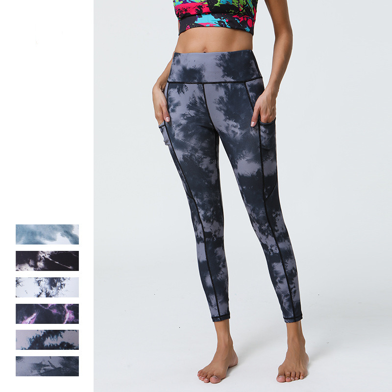 New tracksuit Pants for Women in Summer, Naked Sensation, Matted Fitness Pants, Pocket Printed Bottoms, Yoga Clothes leggings