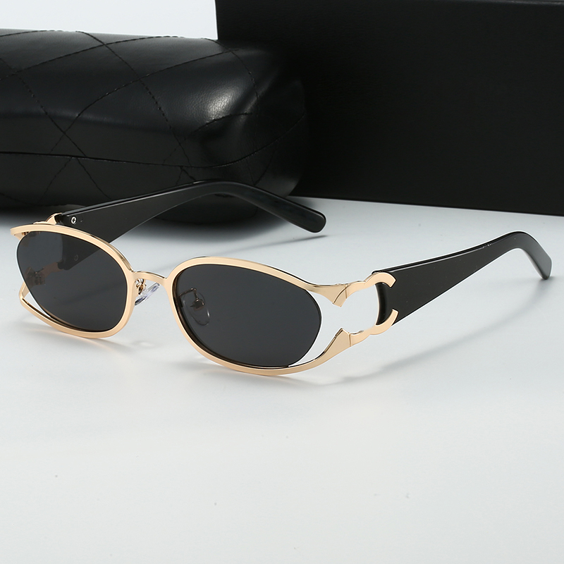 Designer sunglasses fashionable oval sunglasses UV400 polarized sunglasses outdoor travel sunglasses golden logo half-frame trendy sunglasses