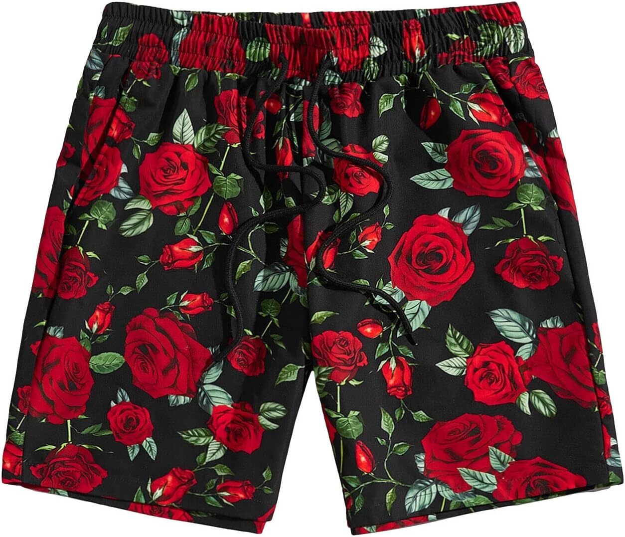 Men's Floral Print Shorts Drawstring Swimming Board Shorts Athletic Sport Shorts printing