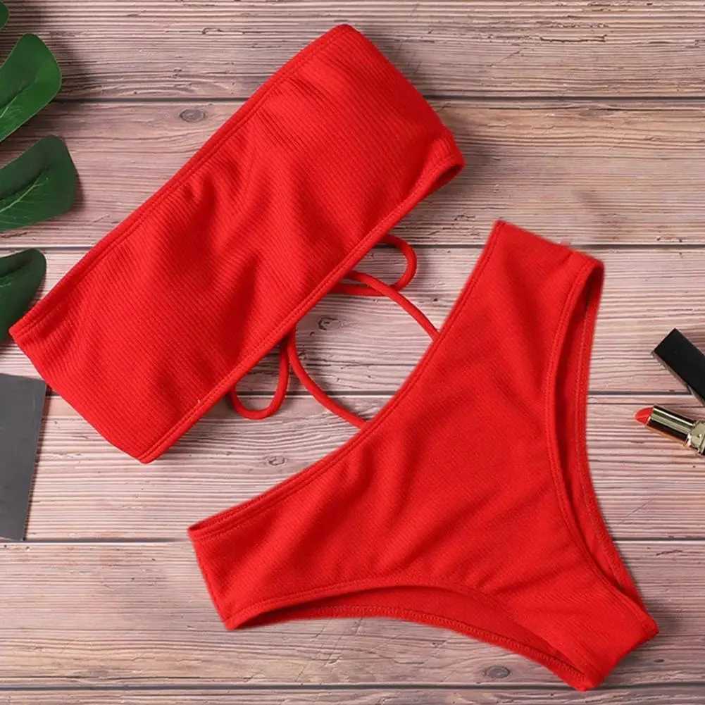 1 Set Soft Bathing Suit Wire-Free Bikini Set with Chest Pad Split Bikini Summer Women Bathing Suit SwimmingXJ250315