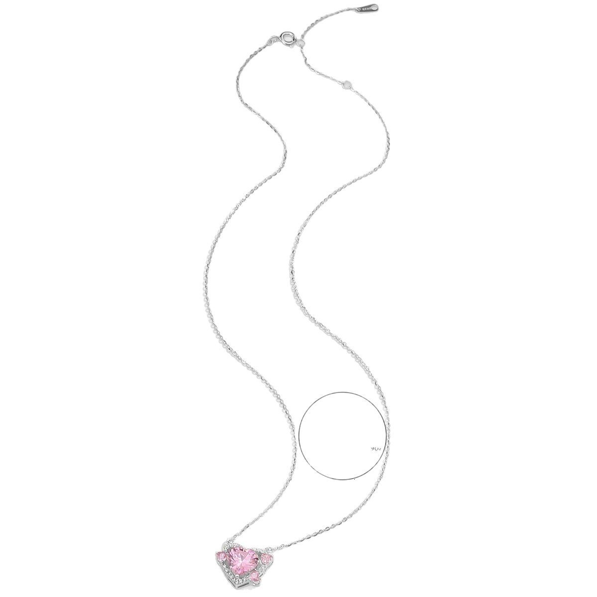 S925 Silver Necklace Female Sterling Silver Daji Maid Coffee Guardian Heart Zircon Necklace Net Red Minority Collarbone Chain