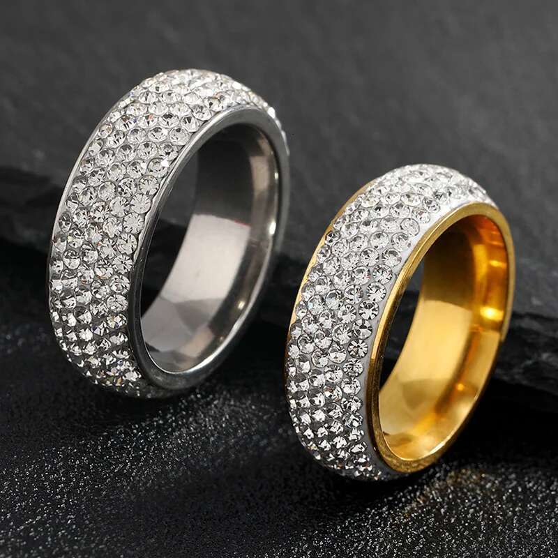 Iced Out Ring Homme Titanium Steel Chunky Rings For Men Women Couple Fashion Jewelry Accessories Wholesale Korea Style