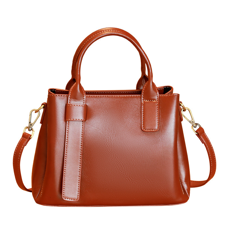Counter Top Cowhide Crossbody Handbag Versatile 2024 Genuine Leather Large Capacity Wide Shoulder Strap Tote Bag