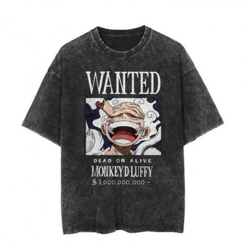 Washed And Worn Five Quarter T-Shirt, American Anime Short Sleeved T-Shirt