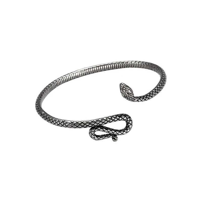 Vintage Fashion La Opens Adjustable Snake Bracelet with Totem Texture Animal BraceletXJ250315