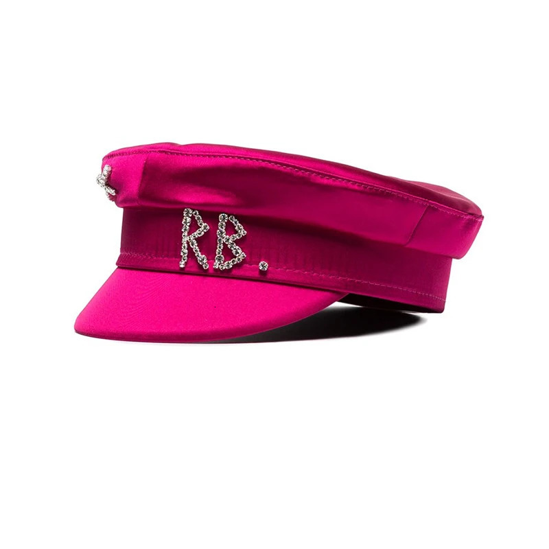 Y2k Spring Summer Octagonal Caps Women Two-colored sboy Cap Crystal-Embellished Satin Baker Boy Hat Gorra 250314